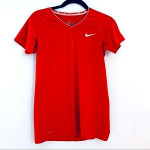 Nike Pro Combat Red Tee Dri-Fit Small